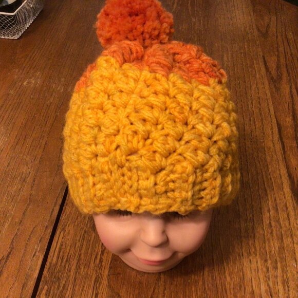 Winter Hat For Child.Handmade Crochet,#6 Bulky Yarn.Warm & Cozy.Fits Head 14-18" - Picture 1 of 2
